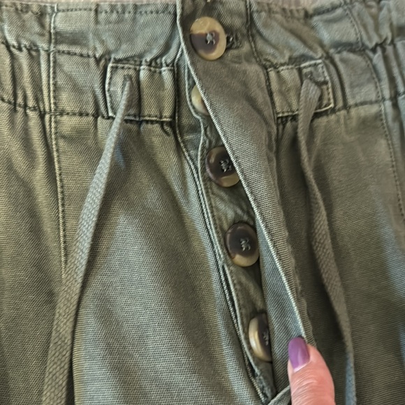 Free People Margate Pleated Trousers Pants Green Tapered Baggy Loose Size S - Picture 7 of 7